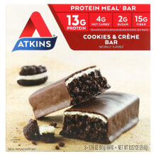 Atkins, протеиновый батончик для перекуса, печенье и сливки, 5 штук по 50 г (1,76 унции)
