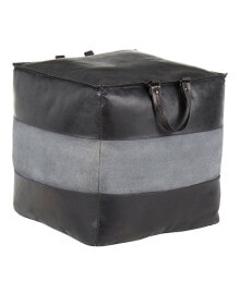 Lumisource cobbler Industrial Pouf in Leather and Canvas by Lumisource