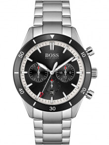 Мужские наручные часы с серебряным браслетом Hugo Boss 1513862 Santiago mens 44mm 5ATM