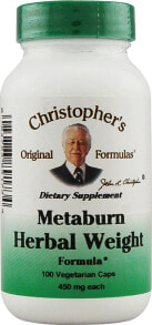 Жиросжигатели Christopher's Metaburn Herbal Weight Formula Растительный комплекс для поддержки метаболизма 450 мг 100 вегетарианских капсул