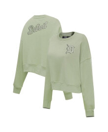 Купить женские блузки и кофточки Pro Standard: Women's Green Detroit Tigers Neutral Oversized Boxy Cropped Pullover Sweatshirt