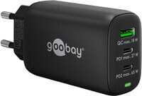 Goobay USB-C PD 3-fach Multiport-Schnellladegerät 65 W schwarz - 2x -Anschlüsse