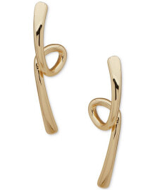 Купить женские серьги Anne Klein: Gold-Tone Twisted Bar Drop Earrings