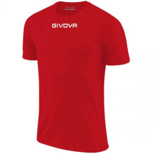 Мужская футболка спортивная красная однотонная для фитнеса обтягивающая  Givova Capo MC M MAC03 0012