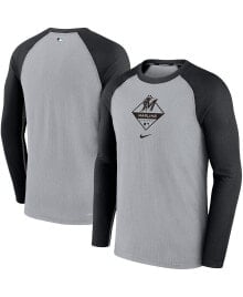 Nike men's Gray and Black Miami Marlins Game Authentic Collection Performance Raglan Long Sleeve T-shirt