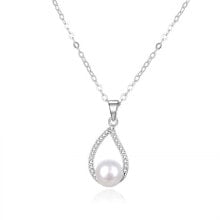 Колье elegant silver necklace with real pearl AGS984 / 47P