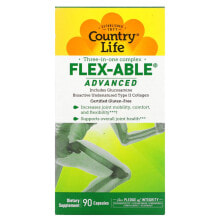 Country Life, Flex-Able Advanced, комплекс для суставов «три в одном», 90 капсул