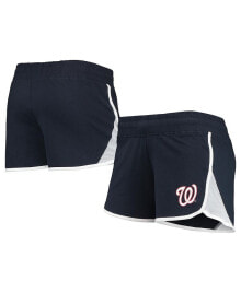 New Era women's Navy Washington Nationals Stretch French Terry Shorts