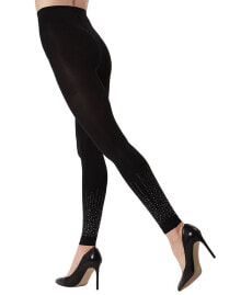 MeMoi women's Starburst Footless Opaque Rhinestone Tights