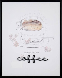 Картины, постеры, гобелены, панно Affek Design Image Coffee cup in a 3D frame 40x50x2.5 cm