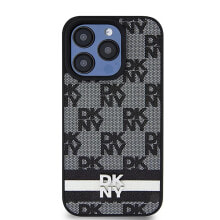 DKNY Dkhcp15Xpcptssk iPhone 15 Pro Max 6.7 Leather Checke Mono Pattern&Printed Stripes phone case