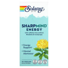 Спортивные энергетики solaray, SharpMind, Energy, 30 Vegcaps