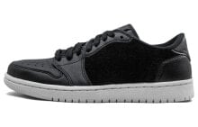 Jordan Air Jordan 1 Low No-Swoosh 马毛 低帮 复古篮球鞋 女款 黑色 / Кроссовки Jordan Air Jordan 1 Low No-Swoosh AO1935-001