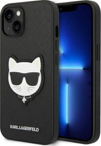 Karl Lagerfeld Karl Lagerfeld Saffiano Choupette Head Patch Case - Etui iPhone 14 Plus (czarny)