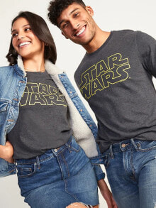 Мужская футболка Old Navy Star Wars™ Graphic Gender-Neutral серая однотонная с принтом на груди