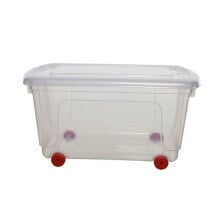 Storage Box with Wheels Archivo 2000 Transparent 38 x 61 x 32 cm