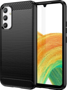 Hurtel Carbon Case etui do Samsung Galaxy A34 5G elastyczny silikonowy karbonowy pokrowiec czarne