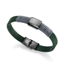 Мужские кожаные браслеты Мужской кожаный браслет зеленый со стальной деталью  Viceroy 75240P01016