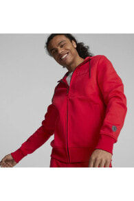 Ferrari Style Hooded Sweat Jacket Kırmızı Erkek Fermuarlı Hoodie