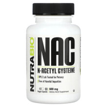 NutraBio, NAC N-ацетилцистеин, 600 мг, 90 растительных капсул
