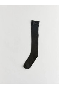 Fiyonk Detaylı Kız Çocuk Diz Altı Çorap