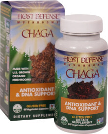Грибы host Defense Mushrooms Chaga Antioxidant & DNA Support Безглютеновый комплекс из органических грибов чаги для антиоксидантной поддержки 60 вегетарианских капсул