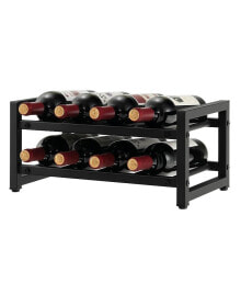 SUGIFT 2-Tier 8-Bottle Display Wine Rack with Adjustable Foot Pads