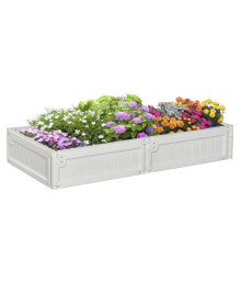 Outsunny 4' x 2' Raised Garden Bed, Plastic Open Planter Box, White