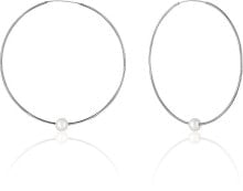 Женские серьги серебряные серьги-кружки с настоящим белым жемчугом JL0638