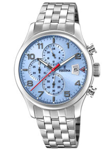 Мужские наручные часы с браслетом Мужские наручные часы с серебряным браслетом Festina F20374/5 Timeless Chronograph 41mm 10ATM