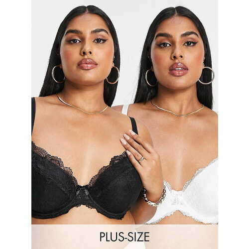 Simply Be Leather & Lace Plunge Bra