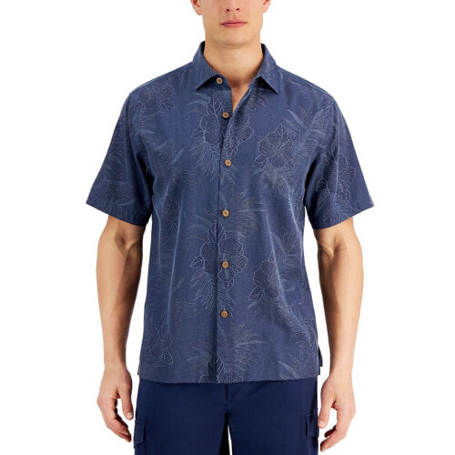 Detroit Tigers Tommy Bahama Flamingo King Button-Up Shirt - Navy