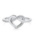ფოტო #1 პროდუქტის Romantic Danity Delicate CZ Accent Cubic Zirconia Twisting Intertwined Bands Promise Heart Ring For Women .925 Sterling Silver