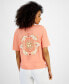 ფოტო #2 პროდუქტის Juniors' Sunshine Flower Graphic Crewneck T-Shirt