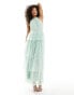 Vila Bridesmaid halterneck tulle maxi dress with tiered skirt in mint green cameo green, 44 - фото #3