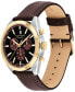 ფოტო #2 პროდუქტის Men's Datron Swiss Quartz Chrono Brown Leather Watch 40mm