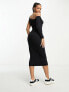 Stradivarius seamless asymmetric dress in black