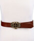 Фото #5 товара Men's Iconic Monogram Crest Plaque Buckle Leather Belt