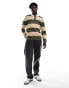 Tommy Jeans striped rugby shirt in green and ecru