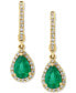 ფოტო #2 პროდუქტის EFFY® Emerald (1-1/6 ct. t.w.) & Diamond (1/4 ct. t.w.) Drop Earrings in 14k Gold