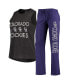 ფოტო #1 პროდუქტის Women's Purple, Black Colorado Rockies Meter Muscle Tank Top and Pants Sleep Set
