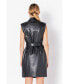 ფოტო #3 პროდუქტის Women's Leather Double Breasted Mini Dress