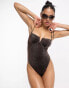 Фото #2 товара South Beach underwire swimsuit in brown metallic