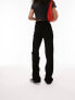 Фото #3 товара Topshop brushed rib straight leg trouser in black