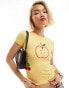 Фото #1 товара Motel apple sketch motif baby t-shirt in yellow