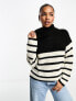 JDY roll neck jumper in black and white stripe