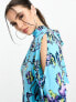 Фото #3 товара Y.A.S Petite high neck maxi dress with bow back detail in blue floral print