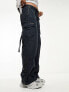 Superdry vintage elastic cargo trousers in navy