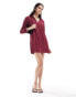 ASOS DESIGN collared mini shift dress in burgundy Бордовый, 40 - фото #3