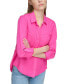 Фото #3 товара Women's Roll-Tab-Sleeve Button-Front Top